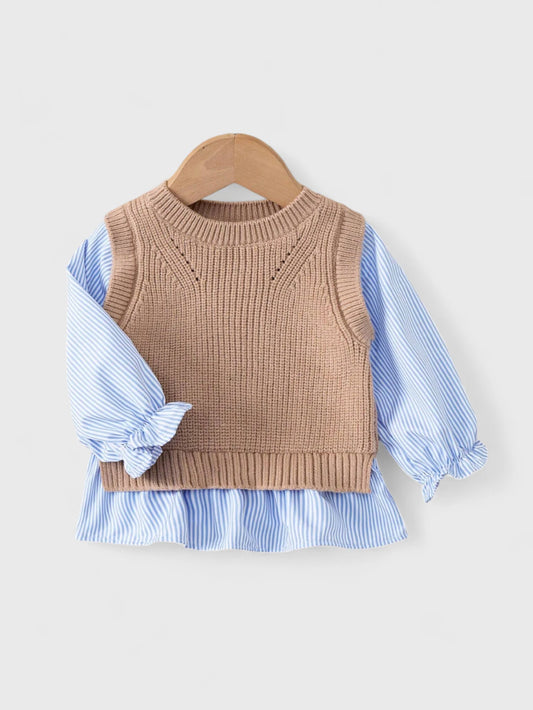 Baby Girls 2 in 1 Knit Shirt Sweater