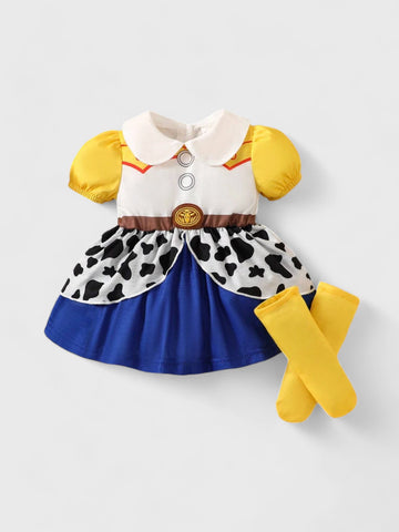 Baby Girl Cow Girl Costume with Socks