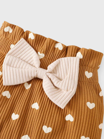 3 Pc Baby Girl Ribbed Dotted Hearts Set