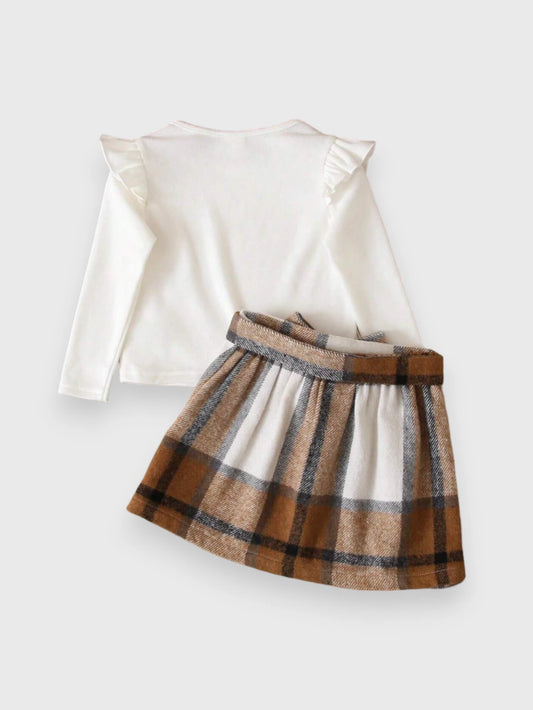 2 Pc Baby Girl Plaid Skirt and Shirt Set