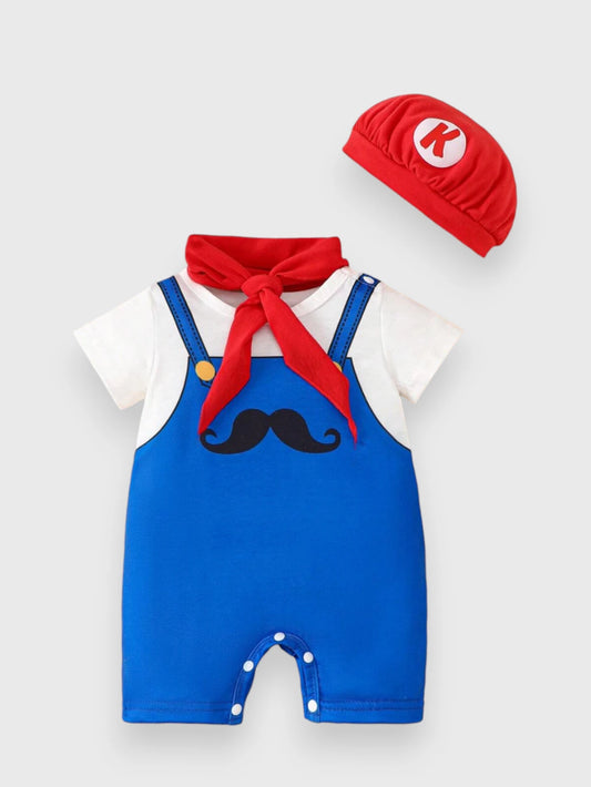 3 Pcs Baby Boy Moustache Overall Costume