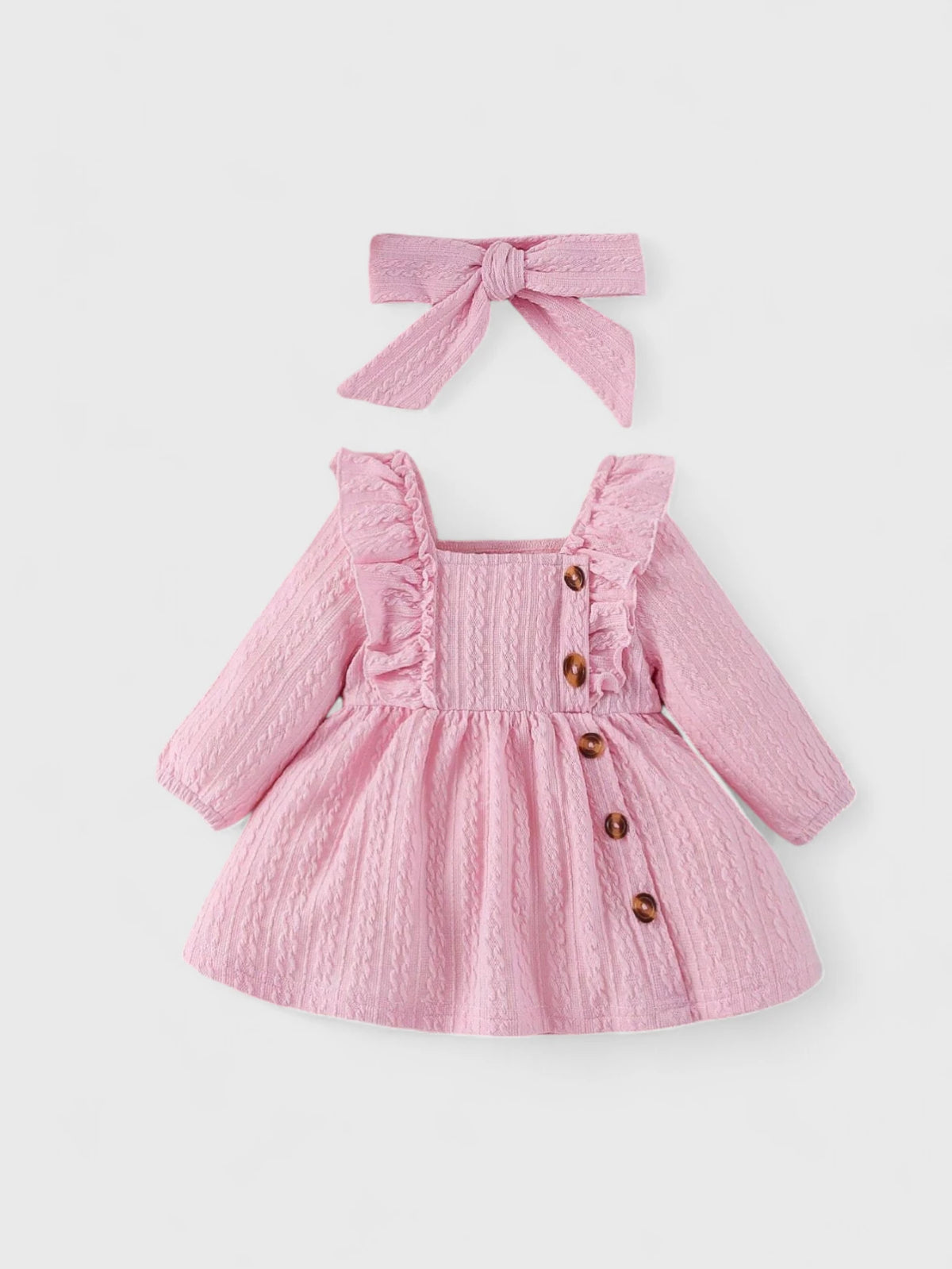 Baby Girl Square Neck Button dress