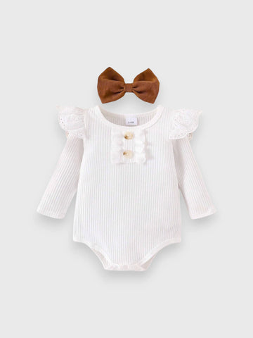 3 Pc Baby Girl Big Bow Corduroy Set