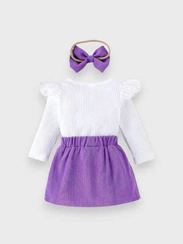 3 Pc Baby Girl Big Bow Corduroy Set