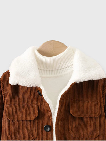 Baby Boy Girl Corduroy Sherpa Lined Jacket