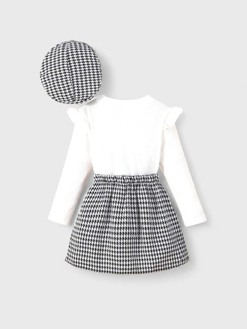 3 Pcs Girls Houndstooth Set