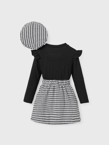 3 Pcs Girls Houndstooth Set