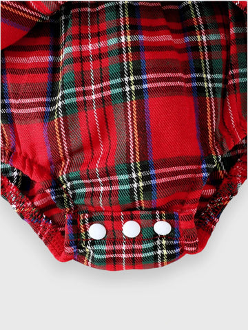 2 Pc Baby Girl Plaid Bodysuit Dress with Headband