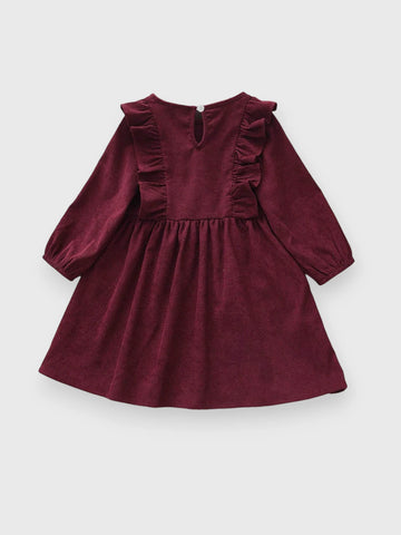 Little Girls Ruffle Corduroy Dress