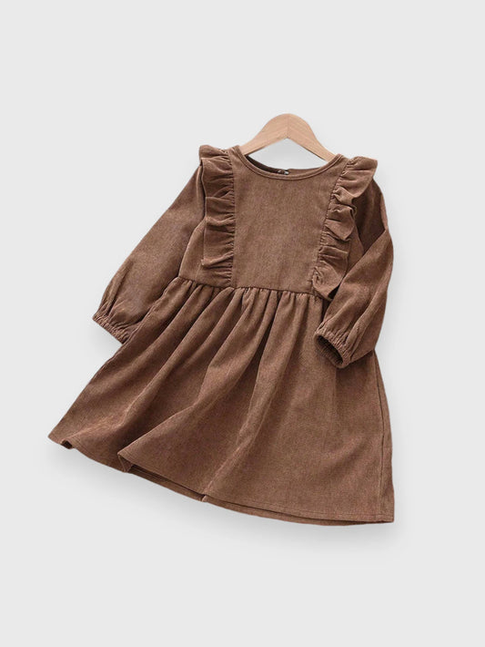 Little Girls Ruffle Corduroy Dress