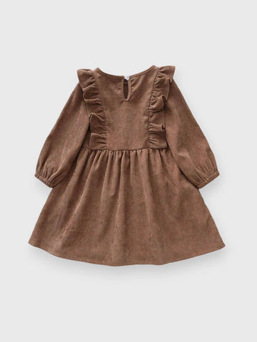 Little Girls Ruffle Corduroy Dress