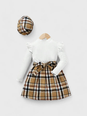 2 Pc Little Girl Nova Check Dress with Beret