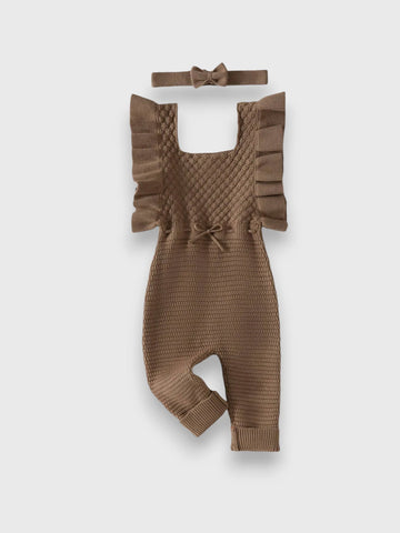 2 Pc Baby Girl Ruffle Knitted Jumpsuit