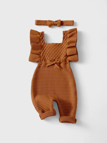 2 Pc Baby Girl Ruffle Knitted Jumpsuit