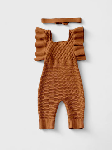 2 Pc Baby Girl Ruffle Knitted Jumpsuit