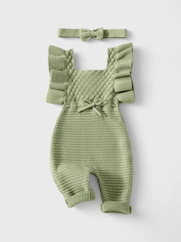 2 Pc Baby Girl Ruffle Knitted Jumpsuit