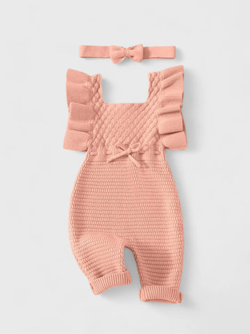 2 Pc Baby Girl Ruffle Knitted Jumpsuit