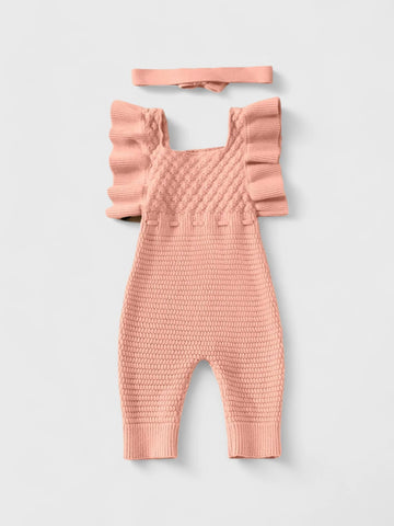 2 Pc Baby Girl Ruffle Knitted Jumpsuit