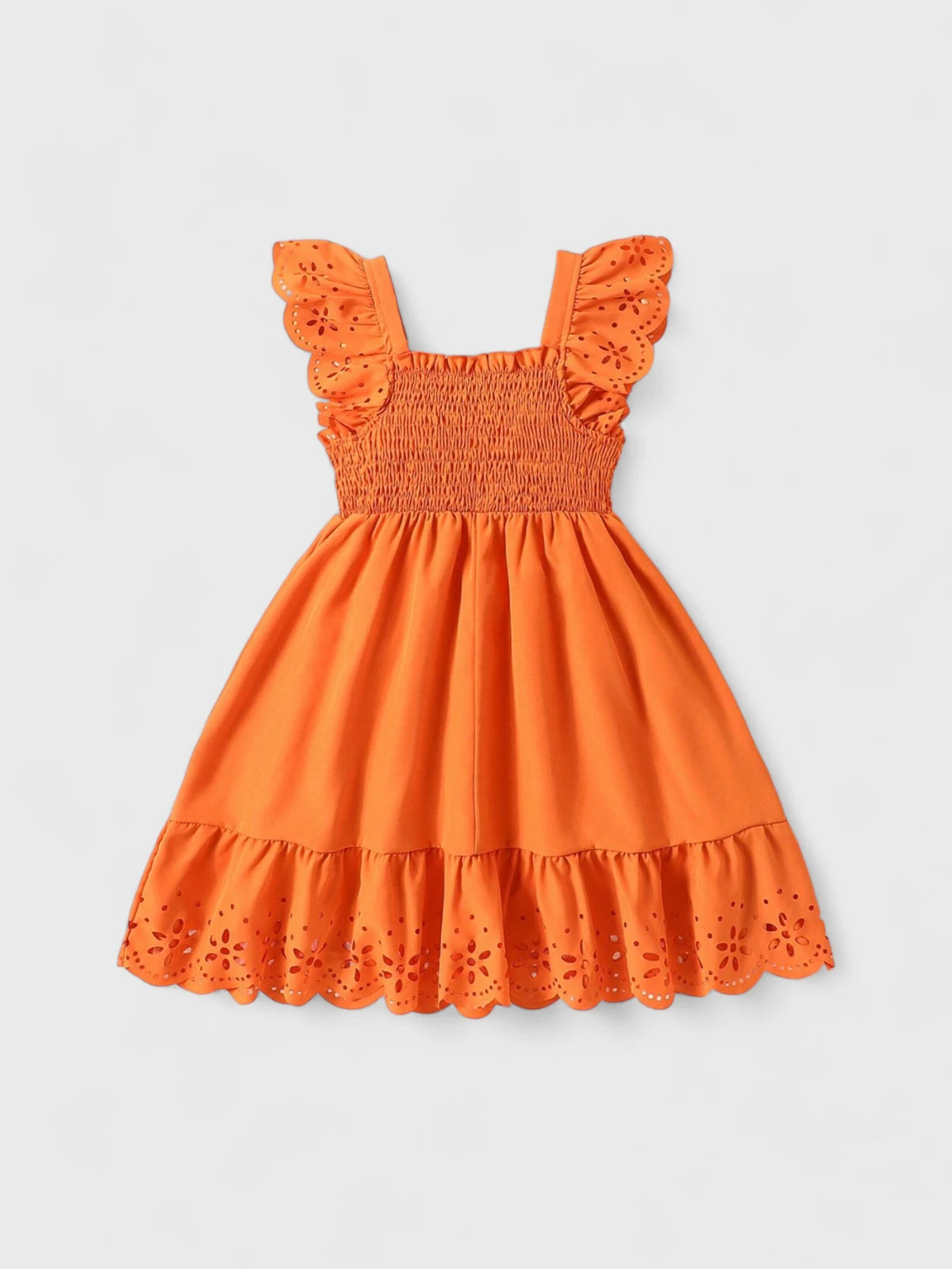 Girls Laser Cut Out Square Neck Dress