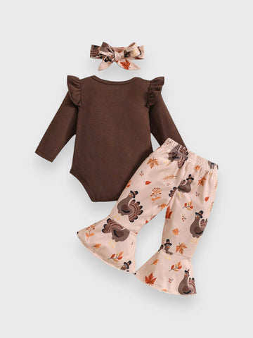 3 Pcs Baby Girl Thanksgiving Outfit