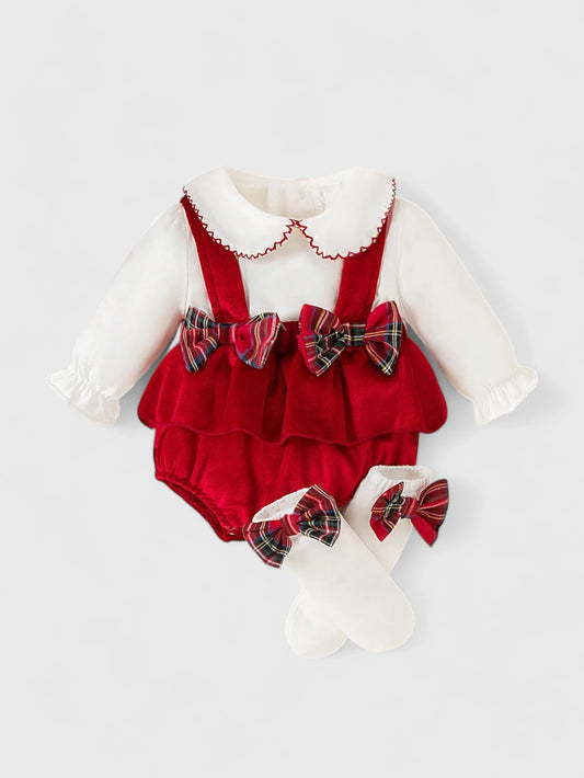 3 Pcs Baby Girl Suspender Bloomers with Socks