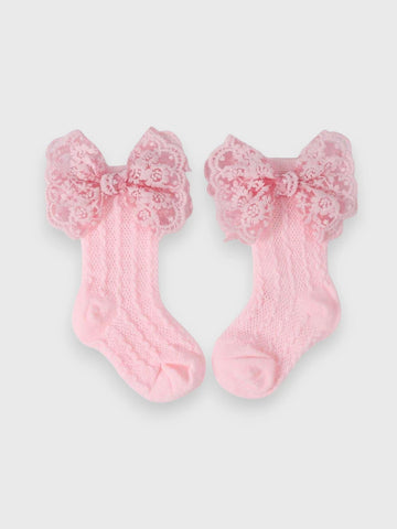 Baby Girl Lace Socks and Bow Headband Set