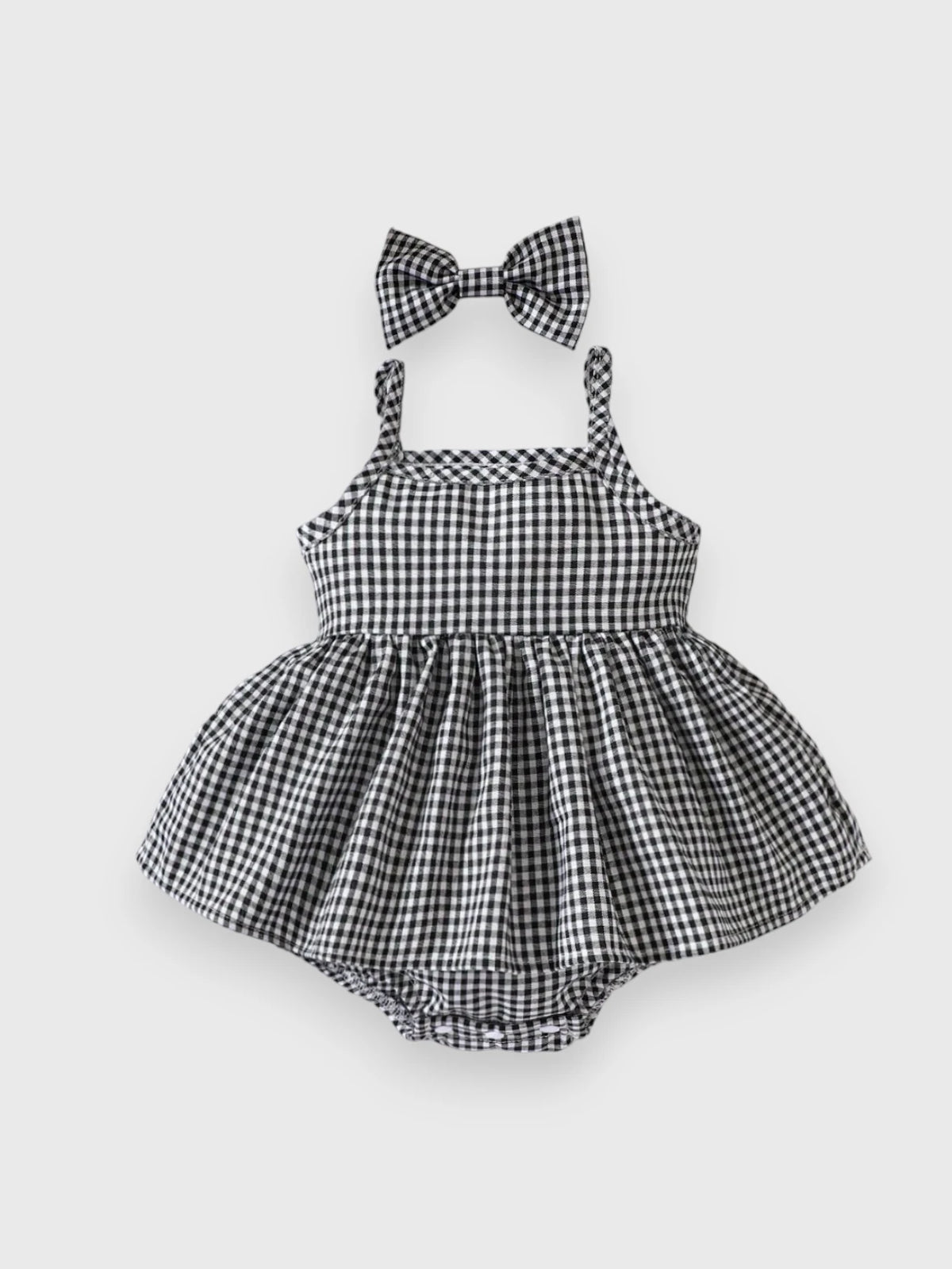 2 pc Baby Girl Gingham Bodysuit Dress