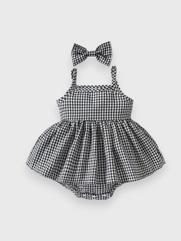 2 pc Baby Girl Gingham Bodysuit Dress