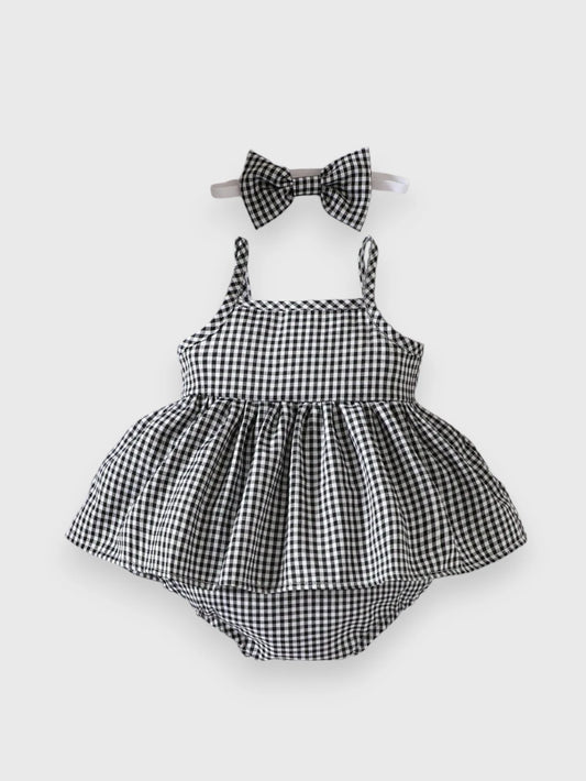 2 pc Baby Girl Gingham Bodysuit Dress