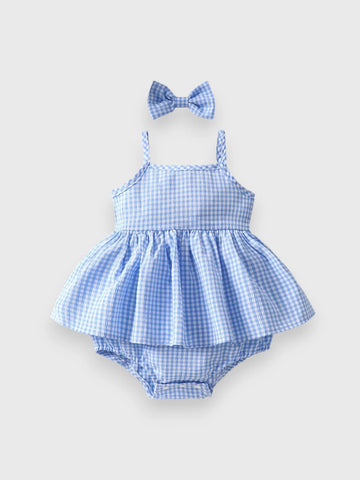 2 pc Baby Girl Gingham Bodysuit Dress