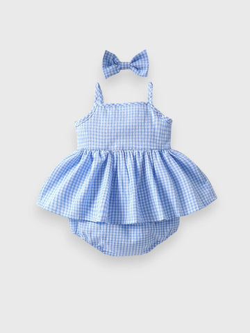 2 pc Baby Girl Gingham Bodysuit Dress