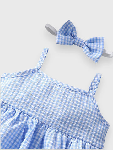 2 pc Baby Girl Gingham Bodysuit Dress