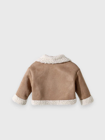 Baby Girl Suede Sherpa Lapel Jacket