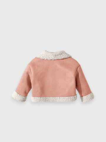 Baby Girl Suede Sherpa Lapel Jacket