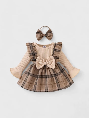 Baby Girl 2 in 1 Plaid Dress with Bow