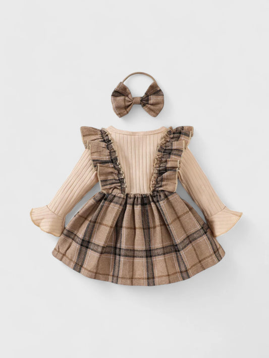 Baby Girl 2 in 1 Plaid Dress with Bow