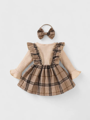 Baby Girl 2 in 1 Plaid Dress with Bow