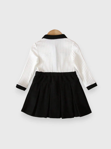 Baby Girl Color Block Knit Sleeve Dress