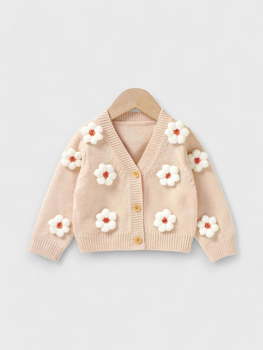 Baby Girl Daisy Flower Knit Cardigan Sweater