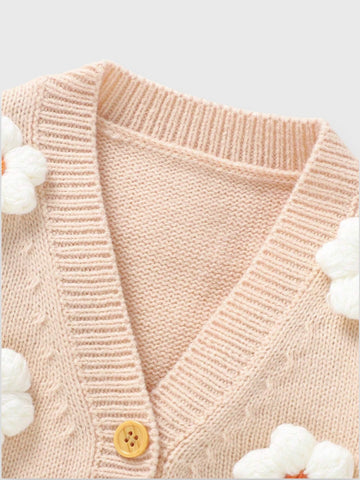 Baby Girl Daisy Flower Knit Cardigan Sweater