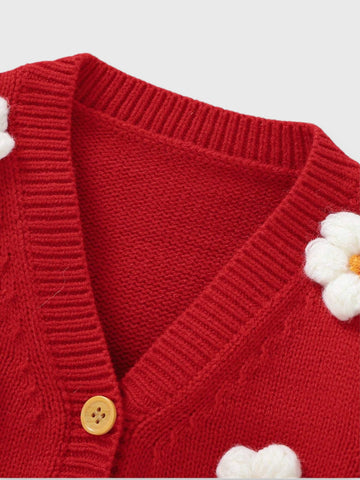 Baby Girl Daisy Flower Knit Cardigan Sweater