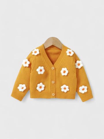 Baby Girl Daisy Flower Knit Cardigan Sweater