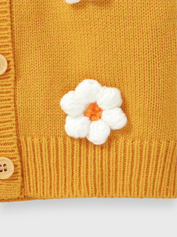 Baby Girl Daisy Flower Knit Cardigan Sweater