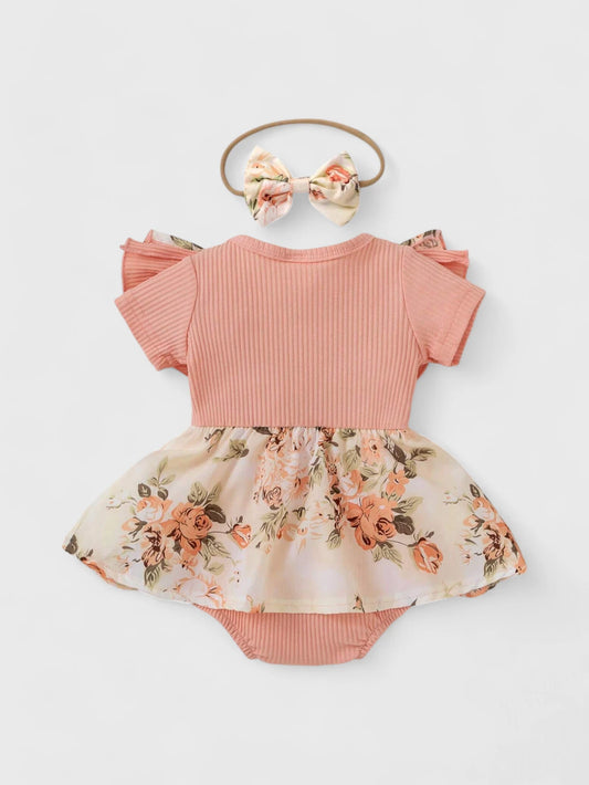 2 Pc Baby Girl Floral Romper Bodysuit