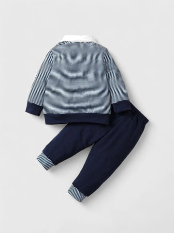 2 in 1 Baby Boy Cozy Formal Stripe Set