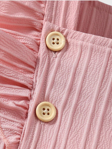 2 Pc Baby Girl Textured Button Bodysuit