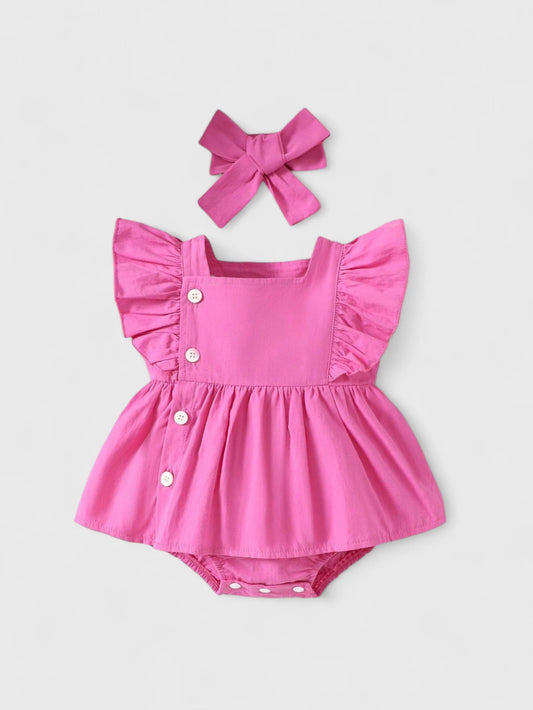 2 Pc Baby Girl Cotton Bodysuit Set