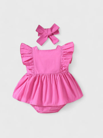 2 Pc Baby Girl Cotton Bodysuit Set