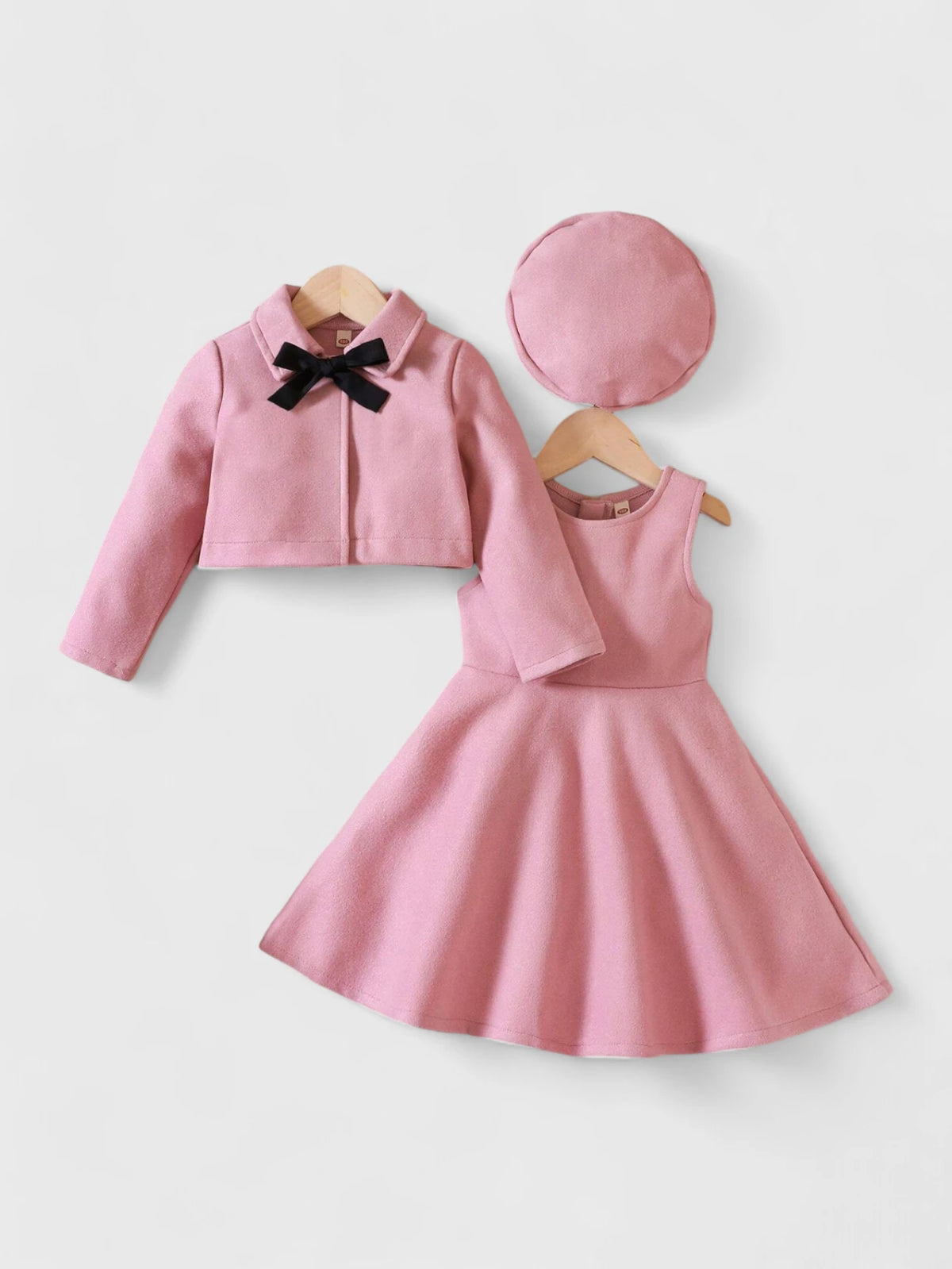 3 Pc Toddler Girls Coat and Dress with Beret Set