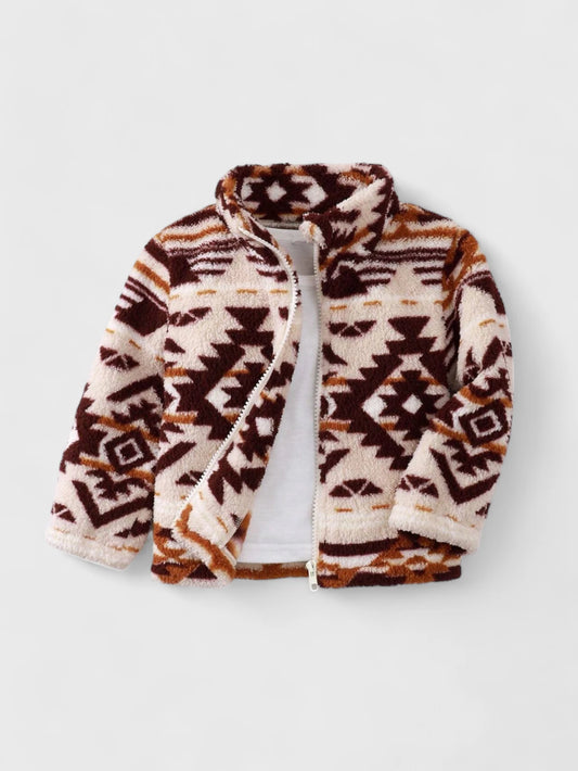 Baby Fleece Geomteric Sherpa Zip Up